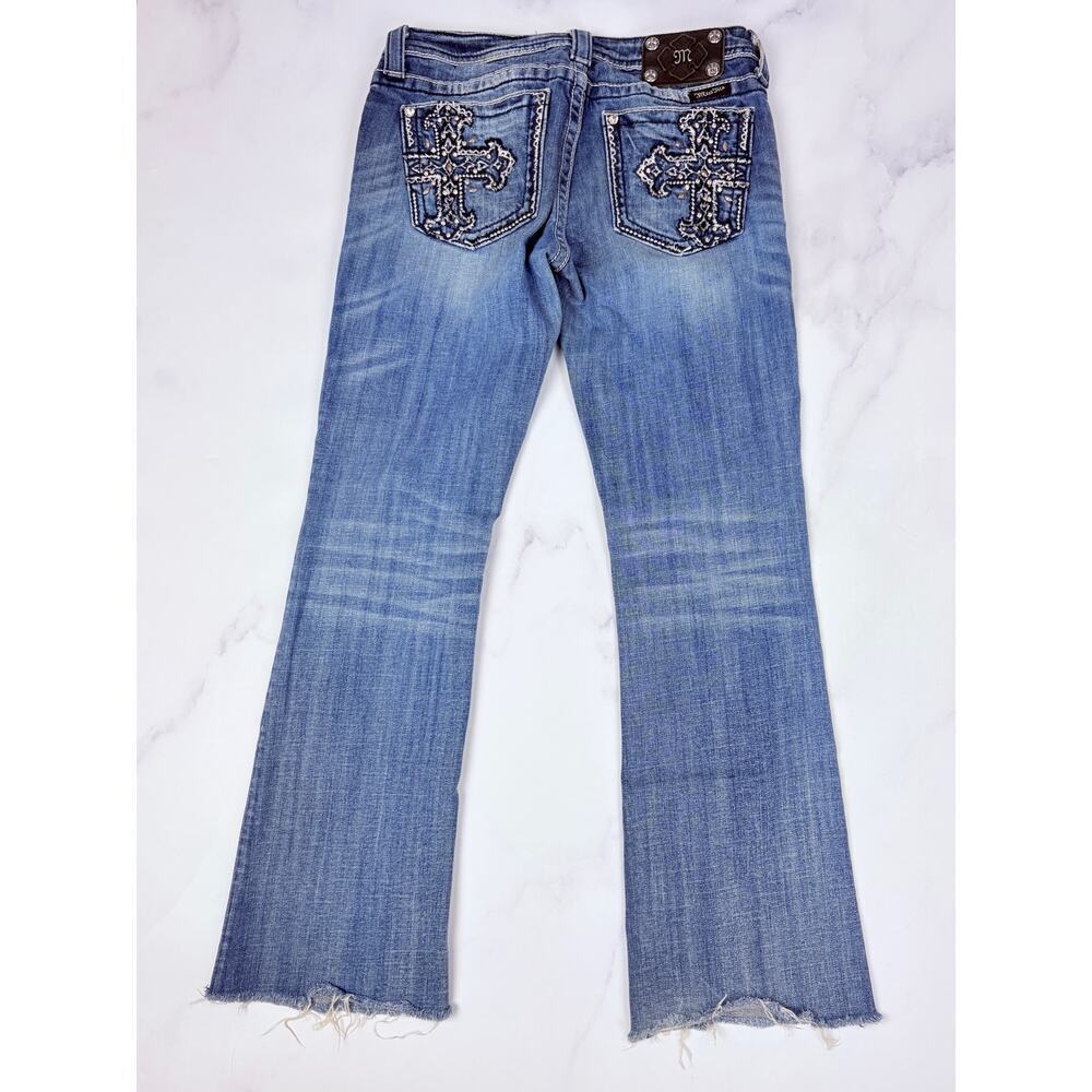 Miss Me Bootcut Jeans Size 29 Cross Pocket Rhinestone Embellished Y2K Western